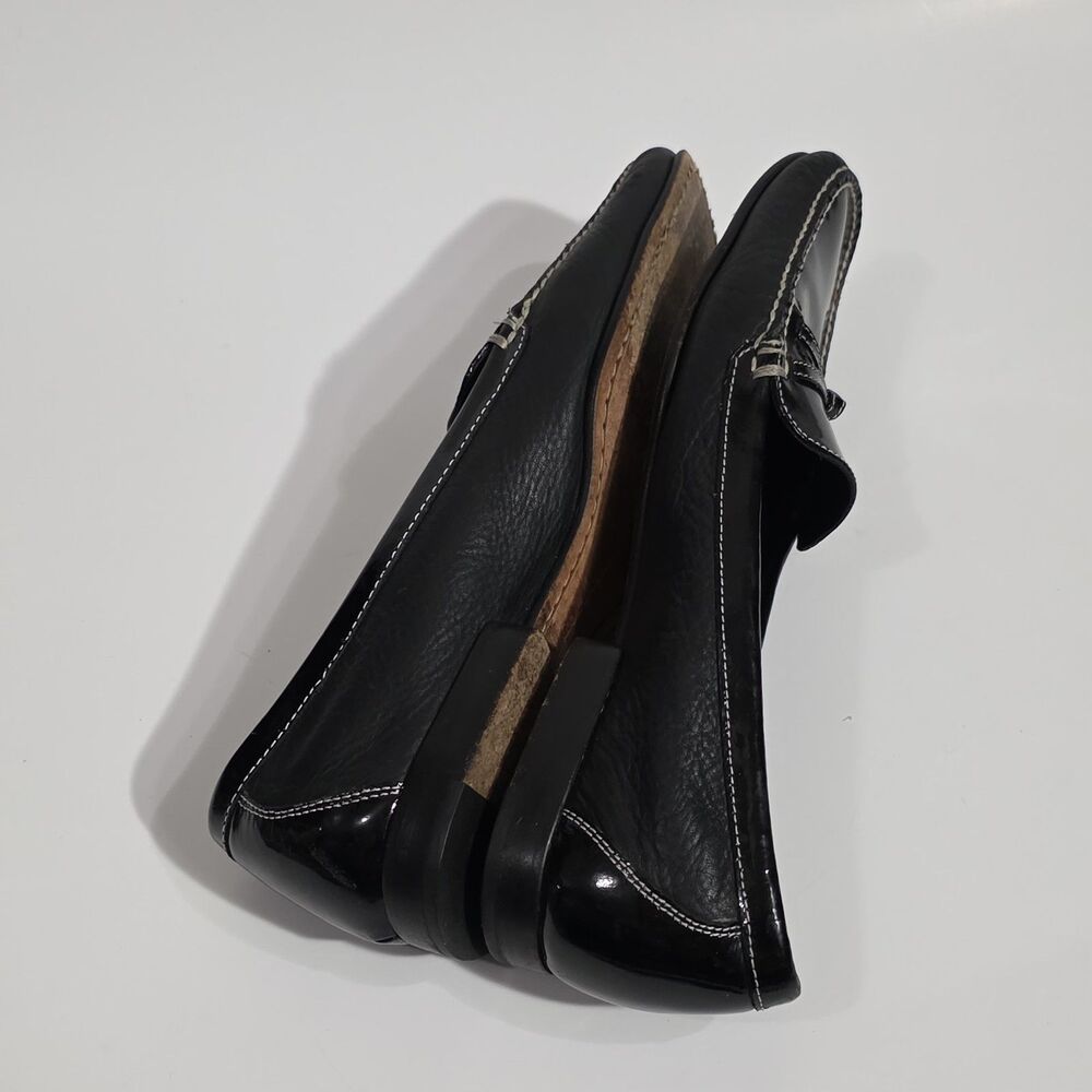 Cole Haan Black Patent & Leather Loafers with White Stitching - Picture 7 of 11